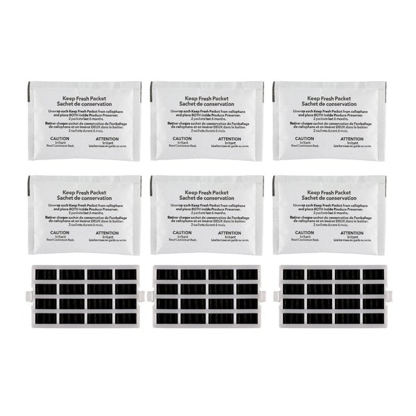 6pcs W10346771A Produce Preserver and 3pcs W10311524 Air Filter Compatible with Whirlpool KitchenAid Refrigerator