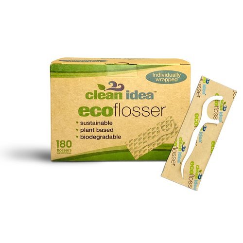 Clean Idea EcoFlosser - Individually Packaged - 180 Picks - Floss Pick - Dental Floss Picks - Plant Based - Floss Stick