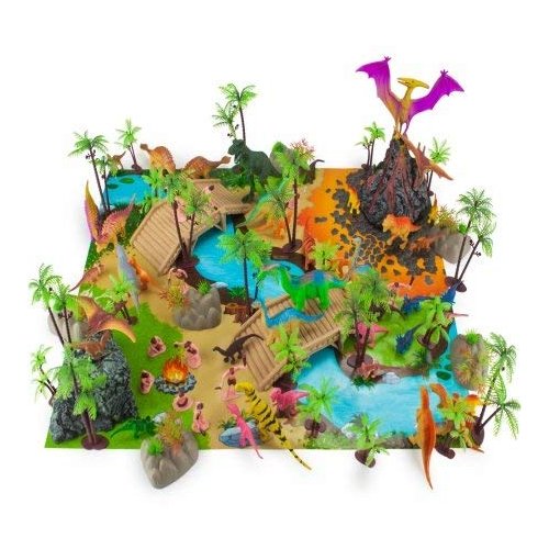 Brybelly Holdings TCFG-002 Prehistoric Playset with Play Mat & Storage Container, 100 Piece