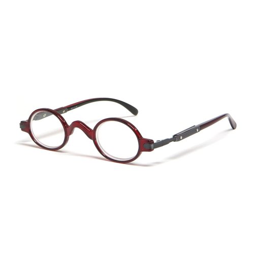 Calabria R314 Unisex Vintage Professor Oval Reading Glasses in Crystal Red +4.50