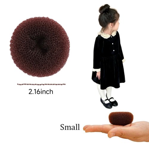 6pcs Coffee Hair Bun Maker, Ring Style Bun Instant Hair Bun Shaper Tool for Short and Thin Hair Crown Shapers Accessories. (Small, 2.16Inch)