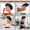 12 Pieces Silk Bonnet for Women Curly Hair Satin Bonnet Hair Wrap for Sleeping Cap with Tie Band (Black)