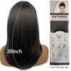 MIMISERVICE Long Black Wigs for Women,Black Wigs with Bangs Layered Shoulder Length Synthetic Wig for Daily Party (20 inch)