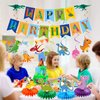 Dinosaur Birthday Party Supplies, Dinosaur Happy Birthday Letter Banner Hanging Swirl Table Honeycomb Centerpiece Decoration Kit for Boys Girls Kids Dino Themed Birthday Baby Shower, Vicycaty
