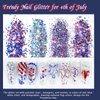 Allstarry Nail Glitter 4Pcs Holographic America's Patriotic Nail Art Glitter Sparkly Red Blue Chunky Flakes Veterans Day Body Sequin 4th of July Decoration for Manicure Independence Day