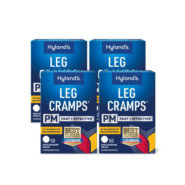 Hyland's Leg Cramps PM, Relief of Nighttime Leg, Calf, and Foot Cramps, 50 Quick-Dissolving Tablets 4-Pack (200 Total)