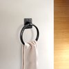 Monarch Abode 19131 Round Towel Ring Holder Hand Hammered Wall Mount Bathroom and Kitchen Storage, Metal Towel Hanger, 7 inch, Matte Black