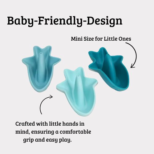 macoam Little Sharks Bath Toy Set | 3-Piece Bathtub Toy Set for Babies & Infants | Baby Sensory Toys | Shark Toys for Toddler (Tidal)