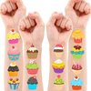100 PCS Cupcake Temporary Tattoos Birthday Party Decorations Supplies Favors Sweet Tea Cupcake Dessert Candy Decor Tattoo Stickers Gifts For Game Boys Girls Classroom School Prizes Reward