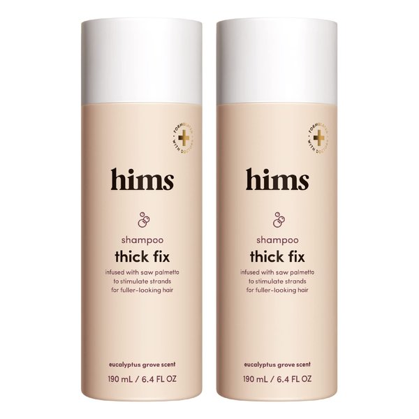 hims Thick Fix Shampoo for Men - Thickening Shampoo With Saw Palmetto and Niacinamide - No Parabens or Sulfates, Vegan and Cruelty Free - Fresh Eucalyptus Grove, 2 pack, 6.4oz
