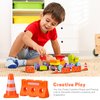 Gadpiparty 24pcs Mini Traffic Cones Plastic Fence Roadblock Signs Playset Construction Road Cones Tiny Marker Cones Roadblock Cone Models Educational Plaything for Kids