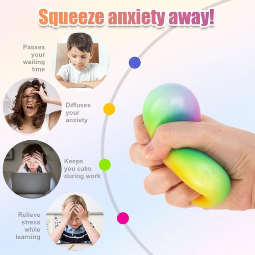 LOVESTOWN 5PCS Stress Relief Balls, Color Changing Stress Balls Sensory Stress Squeeze Balls for Kids Adults Classroom Prizes Party Favors