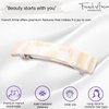French Amie Oblong Handmade 3.5" Celluloid Automatic Hair Clip Barrette Hair Clip for Girls Strong Hold Hair Clips for Women No Slip Durable Paris Hair Accessories, Made in France (Cream Nouget)
