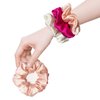 3 Pcs Mulberry Silk Hair Scrunchies For Women- Birthday Christmas Gifts for Women Mom Girlfriend, Stain Silk Hair Band Hair Elastic Ponytail Holders (Hot Pink/Soft Pink/White) ﻿