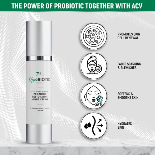 Apple Cider Vinegar Night & Day Cream Duo with Vitamin B3, Green Tea and Chamomile Extracts for Dry, Oily, Sensitive Skin, Skincare for men, women, teens