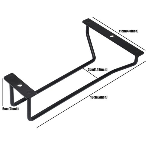 zoohot 7-Inch Black Wine Glass Rack - Under Cabinet Stemware Wine Glass Holder for Bar Kitchen (1 Rows, 3 Pack)