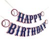 OZCZKZZ Happy Birthday Banner Baseball,Navy Blue,Baseball Birthday Party Decorations