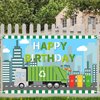 Avezano Garbage Truck Birthday Backdrop for Kids Trash Truck Birthday Party Supplies Green Garbage Truck Happy Birthday Decorations Banner 70.8 x 43.3 Inch
