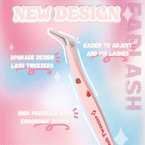 Lash Tweezers for Eyelash Extensions 2PCS Lash Cluster Tweezers High Precision Eyelash Tweezers for Lash Extensions Tweezers for DIY Lashes Tweezers Kit Lash Applicator Tool(Pink & Blue)