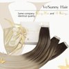 Ve Sunny Tape in Hair Extensions Human Hair Ombre Blonde Hair Extensions Tape in Real Human Hair Dark Brown Ombre Golden Blonde Mix Platinum Blonde Tape Extensions Human Harr Ombre 10pcs 20g 12inch