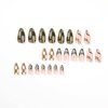 MISUD Medium Almond Press on Nails Stiletto Fake Nails Glossy Glue on Nails Fall Brown Plaid Acrylic Nails Green French Tip Flower Stick on False Nails with Design 24 pcs