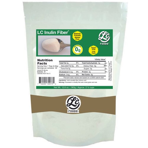 LC Foods Inulin Fiber (Chicory Root) All Natural - Low Carb - Gluten Free - No Sugar - Diabetic Friendly - 12.8 oz