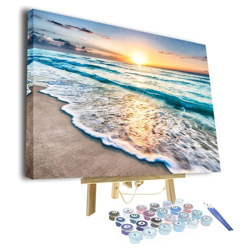 TUMOVO Beach Paint by Number Seaside Paint by Numbers for Adults Beginner Color by Numbers for Adults(Framed)