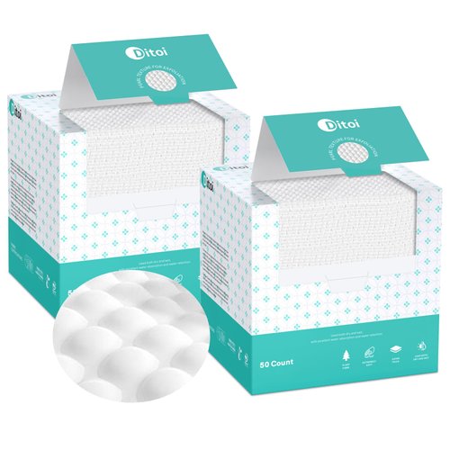 Ditoi Ditoi Face Towels, 10"×12" 100 Count Disposable Face Towel, Gentle Exfoliation Makeup Remover Dry Wipes XL, Thickness Face Towelettes for All Skin Types, 2 Pack