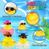 Sosation Cowboy Rubber Duck Bulk Mini Car Yellow Duckies Bath Toys Party Favor with Mini Hat Swim Circle Necklace Sunglasses Car Ornaments for Summer Birthday Swimming Supplies(12 P, Novel Style)