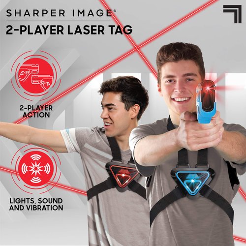 Sharper Image Laser Tag Set, 2-Pack of Blaster Guns & Armor Vests, Safe for Kids & Adults, Indoor & Outdoor Battle Game, Multiplayer Team Mode, Fun Party Activity, Cool Electronic Toy Gift, Ages 8+
