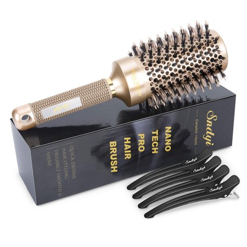 Round Brush for Blow Drying, Nano Thermal Ceramic &amp; Ionic Tech Hair Brush with Boar Bristles, Pro...