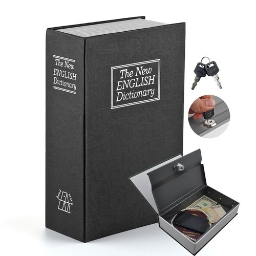 Book Safe with Combination Lock, ALLOMN Dictionary-Shaped Money Box Hidden Secret Security Lock-up Piggy Bank with Keys for Coins Cash Money Jewellery Hidden Safe