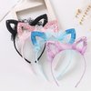 SMYAXUNW Pretty Girls Sequins Lace Cat Ears Hair Bands Little Princess Cute Cat Ears Mesh Cute Ears Elastic Hair Clips Girls Hair Accessories Hair Bands(blue)