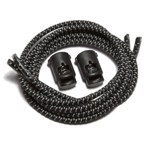 IBUNGEE LACES (Elastic No Tie Shoelaces (Reflective), (Black, 34-Inch)