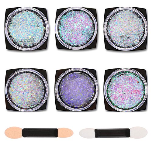 AOZUO Face Glitter Body Glitter, Clear Eye Glitter Festival Rave Accessories Mermaid Hair Glitter Gel Accessory Women Face Paint Chunky Sparkling Glitter Gel Halloween Nail Art Decoration DIY (Blue)
