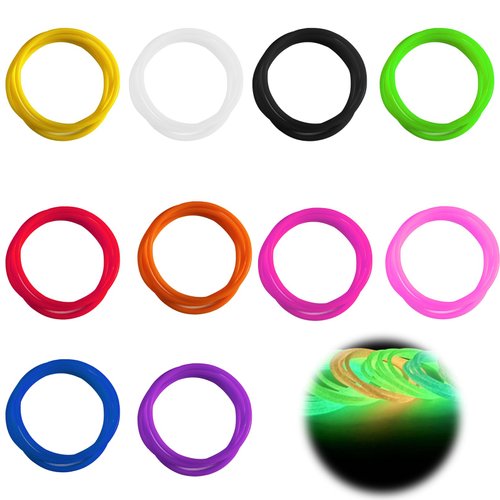 Silicone Hair Ties for Hair - 30Pcs Colorful Luminous Hair Bands Jelly Bracelets 80's Adult Size Neon Bracelets 80s Silicone Wristbands Hair Ties for Women Adults Girls Party Accessories