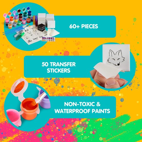 JOYIN 24 Magnetic Mini Tiles Art Kit, Creativity DIY Paint, Arts and Crafts for Kids, DIY Supplies for Party Favors, Family Activity, Birthday Present, Toys Gifts for Boys and Girls Ages3-12