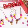 BeYumi Wooden Cross Necklace Craft - 24Pcs Valentine’s Day Wooden Cross Beads Necklace Craft Kit for Kids DIY Cross Necklace Christian Religious Love Decor Sunday School Classroom Party Fun Activities