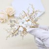 Oriamour Bridal Hair Comb For Brides Ceramic Flower Side Comb Hair Clip For Women Hair Accessories for Brides (Gold)