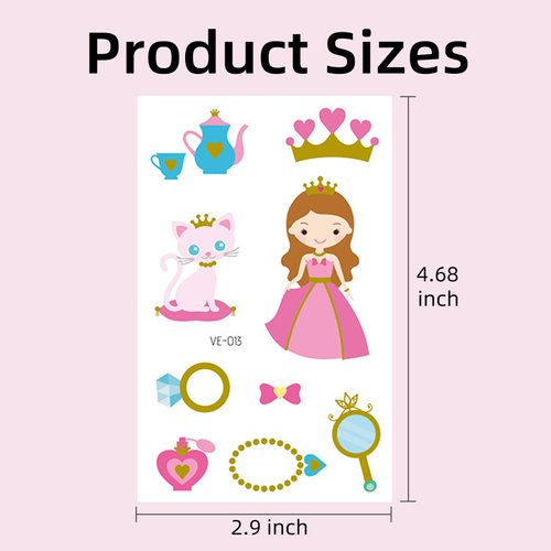 HAIIDODK Temporary Tattoos - 12 Sheets Princess Series Temporary Tattoos for Kids, Perfect for Birthday Party Decorations (Style B)