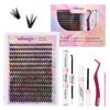 SIILUUGO DIY Lash Extensions Kit 280PCS Individual Lashes Clusters,9-16mm MIX 40D Fluffy and Natural False Eyelashes,Wispy and Volumn,with Lash Bond and Seal,Tweezers,Glue Remover,Easy Use At Home