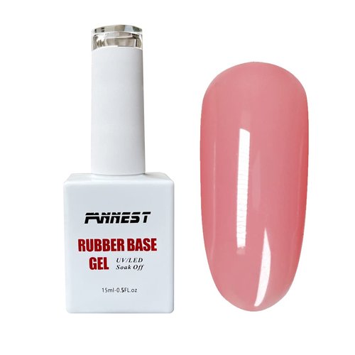 FANNEST Professional Rubber Base Gel nail polish,Rubber base coat for nails, Sheer Clear Nude Bui...