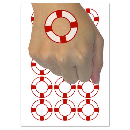Nautical Lifesaver Temporary Tattoo Water Resistant Fake Body Art Set Collection - 54 1" Tattoos (1 Sheet)