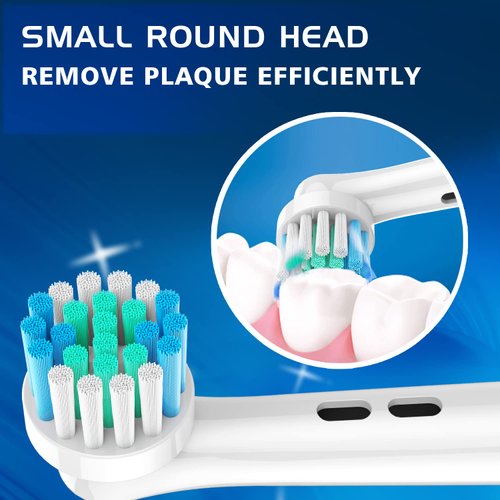Replacement Brush Heads Compatible with Oral B Braun Electric Toothbrushes, 4PCS, Small Round Head Fit for Daily Clean, Refiils for Oral-B Handles 3756 3757 3744 3765 3738 4729