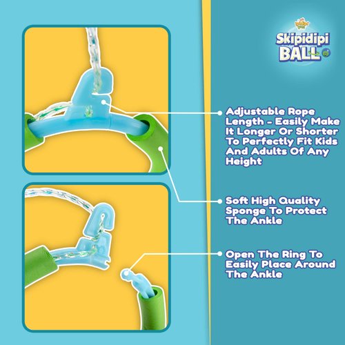 IPIDIPI TOYS Skip It Ankle Toy - Retro Skipit Toy Hopper Ball, Adjustable Rope for Kids of All Heights, Ankle Jump Rope Skip Ball for Improved Coordination - Fun Playground Ball for All Ages