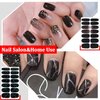 SILPECWEE 20 Sheets Black Style Nail Wraps for Women Stick on Nail Polish Strips Glitter Solid Color Self Adhesive Nail Polish Stickers Fingernail Manicure Sticker Nail Art with 1pc Nail File