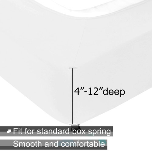 Box Spring Cover Queen Size - Jersey Knit & Stretchy Wrap Around 4 Sides Bed Skirt for Hotel & Home - Queen/Queen XL, White