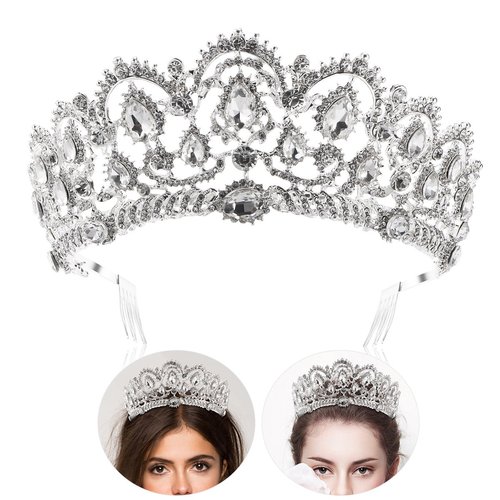 Silver Crystal Tiara Crown Headband Tiara Crown with combs Princess Crown Rhinestone Headbands Hair Accessories for Women Girls Bridal Wedding Prom Birthday Party