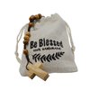 Bethlehem Certified Wooden Rosary from Olive Wood - Our Father Christian Catholic Wooden Prayer Beads in Cotton Rosary Pouch and Authenticity Certificate for Men and Women