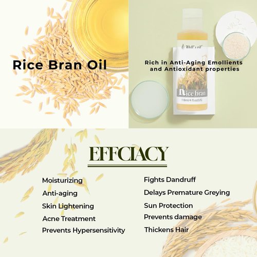Well's Oil Rice Bran Oil | All-Natural | Refined, Cold Pressed | For Hair & Skin (4oz / 118ml)